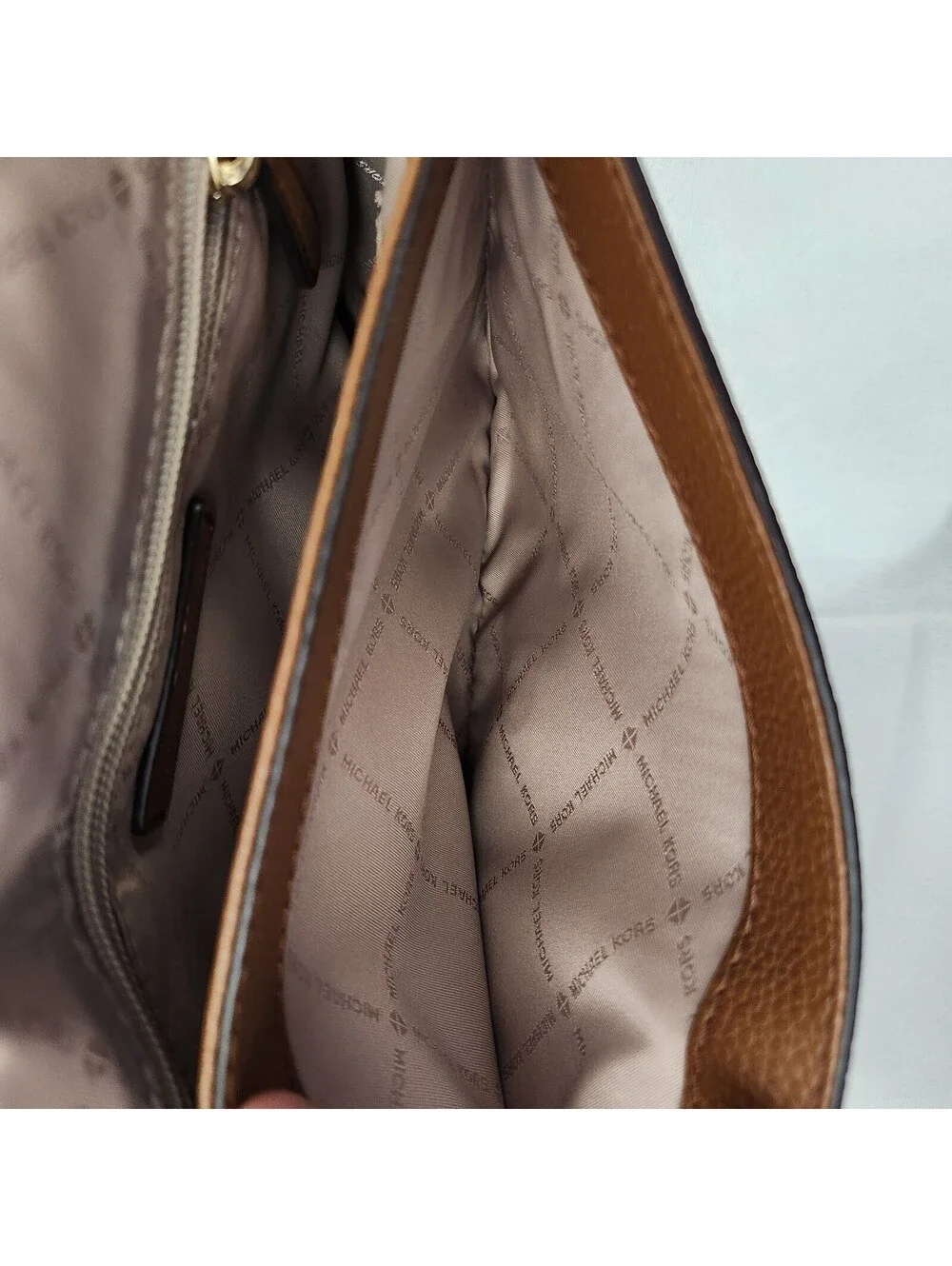 Michael Kors Fulton Small Brown Pebbled Leather Crossbody Logo Purse Bag